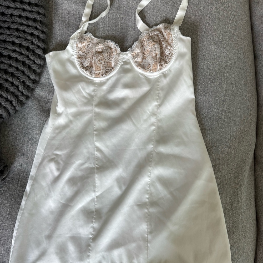 White Fox Lace Trim Dress
